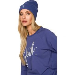 Czapka Beanie z Haftem - Indygo. Brązowe czapki damskie MOE, bez wzorów, z bawełny. Za 96.90 zł.