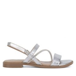 Sandały Lasocki. Szare sandały damskie Lasocki, bez wzorów, bez obcasa, na płaskiej podeszwie, bez zapięcia. Za 129.99 zł.