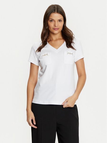 Marciano Guess T-Shirt 5RGI03 6008A Biały Regular Fit. Białe t-shirty damskie Marciano Guess, s, z aplikacjami, z bawełny, bez kołnierzyka, bez ramiączek. Za 139.99 zł.