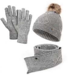 Damski zestaw zimowy czapka szal rękawiczki HZ0012 HEYO. Czapki damskie HEYO, na zimę, bez wzorów. Za 79.00 zł.