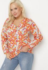 Pomarańczowa Wiskozowa Koszula z Abstrakcyjnym Motywem i Regulacją przy Rękawach Ilowen. Brązowe koszule damskie Born2be, xl, bez wzorów, z jeansu, eleganckie, bez kołnierzyka, bez ramiączek. Za 59.99 zł.