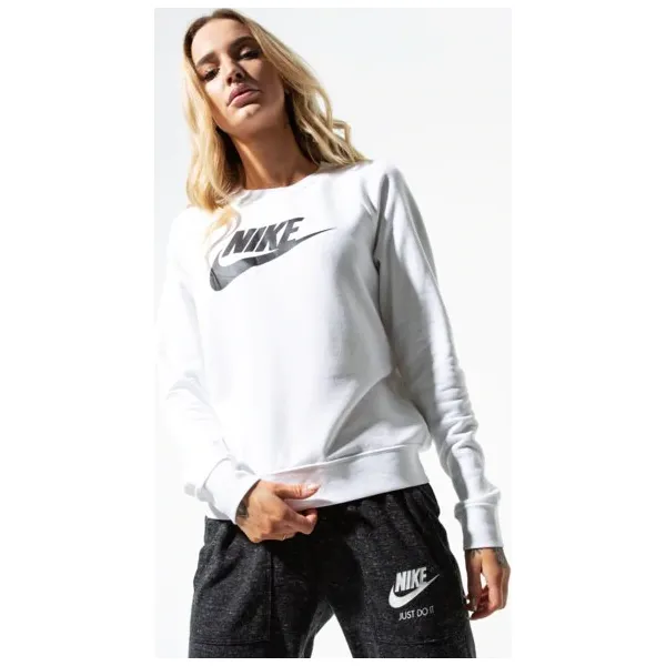 Nike Bluza W Nsw Essntl Crew Flc Hbr , biały, rozmiar M. Białe bluzy damskie Nike, m, bez wzorów, z bawełny, bez ramiączek, bez kaptura. Za 179.99 zł.
