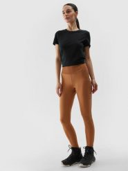 4F Spodnie do biegania w terenie szybkoschnące damskie - brązowe XXL. Brązowe spodnie dresowe damskie 4F, bez wzorów, z dzianiny, sportowe, długie. W wyprzedaży za 99.99 zł.