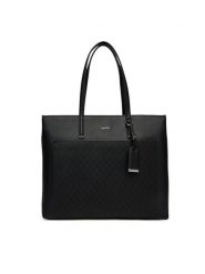 Calvin Klein Torebka Ck Must Aop Medium Shopper W/Poc LV04F3225G Czarny. Czarne torebki do ręki damskie Calvin Klein, bez wzorów, ze skóry, bez dodatków. Za 449.99 zł.