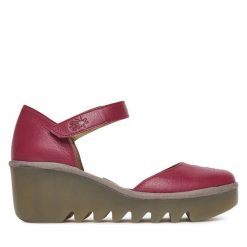 Półbuty Fly London. Fioletowe półbuty damskie Fly London, bez wzorów, bez obcasa, na koturnie, bez zapięcia. Za 547.99 zł.