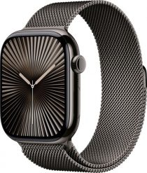 Smartwatch Apple Watch 10 GPS + Cellular 42mm Slate Titanium Milanese Loop Czarny (MX053QF/A). Czarne zegarki smartwatch Apple, bez wzorów. Za 3,453.85 zł.