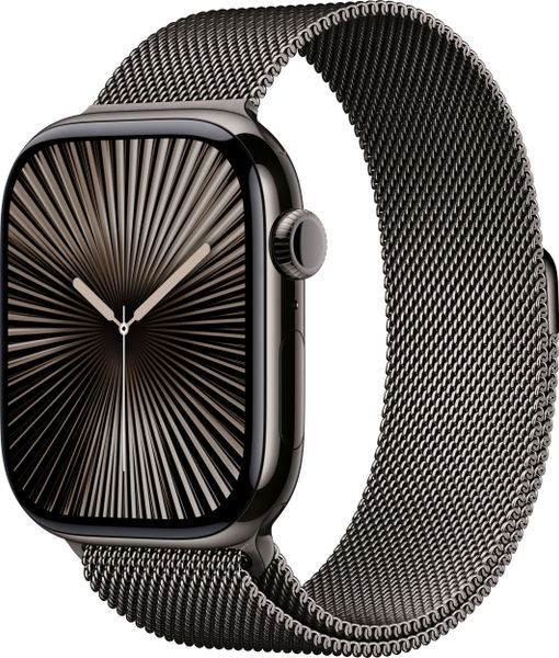 Smartwatch Apple Watch 10 GPS + Cellular 42mm Slate Titanium Milanese Loop Czarny (MX053QF/A). Czarne zegarki smartwatch Apple, bez wzorów. Za 4,140.99 zł.