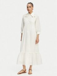 Luisa Spagnoli Sukienka koszulowa Parisi 543104 Kremowy Regular Fit. Białe sukienki damskie Luisa Spagnoli, l, bez wzorów, bez kołnierzyka, bez ramiączek, koszulowe. Za 2,089.00 zł.