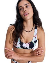 Stanik bikini typu bralette dla Kobiety PRINTED ESSENTIALS Czarny. Czarne stroje kąpielowe damskie Roxy, l, bez wzorów, z elastanu. Za 169.99 zł.