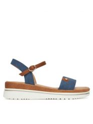 Clara Barson Sandały WS2506-01 Niebieski. Niebieskie sandały damskie Clara Barson, bez wzorów, z materiału, bez obcasa, na koturnie, bez zapięcia. Za 119.99 zł.