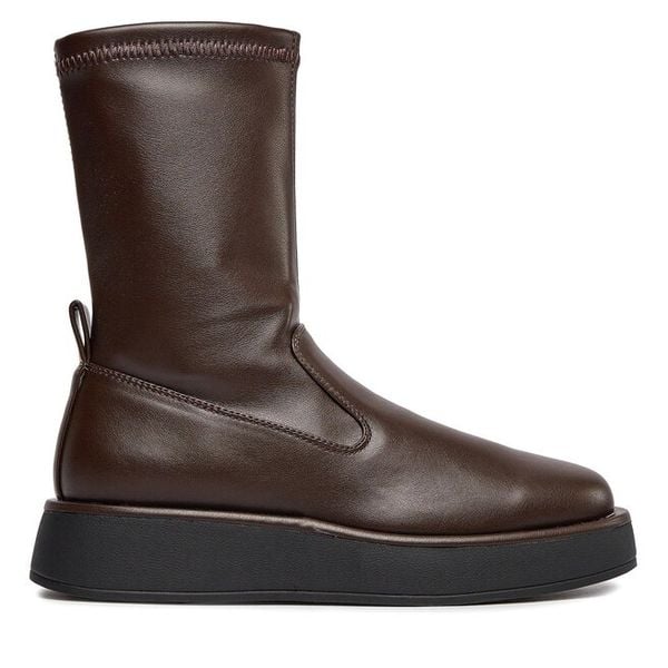 Botki Jenny Fairy. Brązowe botki damskie Jenny Fairy, bez wzorów, bez obcasa, na płaskiej podeszwie, bez zapięcia. Za 199.99 zł.