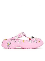 Crocs Klapki Peanuts Mary Jane Clog 211130 Różowy. Czerwone klapki damskie Crocs, bez wzorów, z tworzywa sztucznego, bez obcasa, bez zapięcia. Za 319.99 zł.