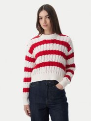 Tommy Jeans Sweter DW0DW22926 Czerwony Loose Fit. Czerwone swetry nierozpinane damskie Tommy Jeans, m, bez wzorów, z bawełny, bez kołnierzyka, bez ramiączek. Za 489.99 zł.