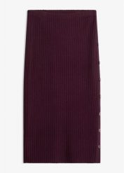 Spódnica dzianinowa z rozcięciem i guzikami. Czerwone spódnice damskie bonprix, bez wzorów, z dzianiny, eleganckie. Za 109.99 zł.