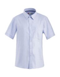 Clique koszula Oxford Cambridge krótki rękaw 100% bawełna. Niebieskie koszule męskie CLIQUE, m, bez wzorów, z bawełny, bez kołnierzyka, bez ramiączek. Za 215.29 zł.