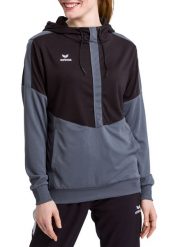 Damska bluza z kapturem Erima Squad. Czarne bluzy damskie Erima, bez wzorów, z bawełny, sportowe, bez ramiączek, z kapturem. Za 194.95 zł.