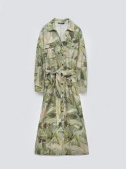 Sukienka damska midi lniana z wiązaniem w pasie zielona Jala 301. Zielone sukienki damskie BIG STAR, na co dzień, na lato, l, bez wzorów, z tkaniny, retro, bez kołnierzyka, bez ramiączek, midi, dopasowane. Za 279.99 zł.