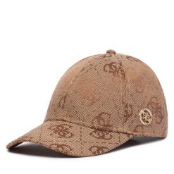Czapka z daszkiem Guess. Brązowe czapki damskie Guess, z aplikacjami. Za 194.99 zł.