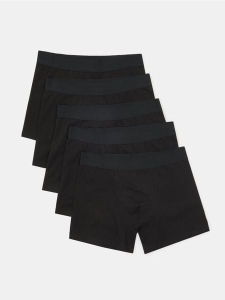 Bokserki 5 pack - czarny. Czarne bokserki męskie Sinsay, bez wzorów. Za 45.99 zł.
