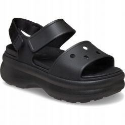 Sandały dla Kobiet Crocs Soho Y-Strap Sandal. Czarne sandały damskie Crocs, bez wzorów, z materiału, bez obcasa, na platformie, bez zapięcia. Za 259.45 zł.