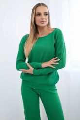 Komplet sweterkowy Bluza + Spodnie zielony. Zielone bluzy damskie KESI, l, bez wzorów, z poliesteru, eleganckie, bez ramiączek, bez kaptura. Za 297.97 zł.
