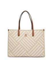 Tommy Hilfiger Torebka Th City Tote AW0AW18394 Beżowy. Brązowe shopperki damskie Tommy Hilfiger, bez wzorów, ze skóry, bez dodatków. Za 749.99 zł.