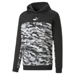 Sweatshirt bluza z kapturem camo Puma ESS Block TR. Czarne bluzy męskie Puma, s, bez wzorów, sportowe, bez ramiączek, z kapturem. W wyprzedaży za 228.10 zł.