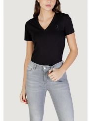 Armani Exchange T-Shirt XW002330 AF10356 UC001 Czarny Regular Fit. Czarne t-shirty damskie Armani Exchange, l, bez wzorów, z bawełny, bez kołnierzyka, bez ramiączek. Za 279.99 zł.