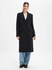 BOSS płaszcz wełniany Kobiety czarny, 34. Czarne płaszcze damskie Boss, bez wzorów, z wełny, eleganckie, bez kołnierzyka, bez kaptura. Za 2,199.95 zł.