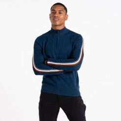 Męski sweter turystyczny z suwakiem Dutiful II. Niebieskie swetry męskie Dare 2B, m, bez wzorów, z dzianiny, eleganckie, bez kołnierzyka, bez ramiączek. Za 166.75 zł.