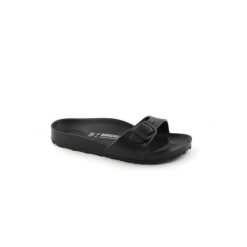 Klapki damskie Birkenstock Madrid Eva. Czarne klapki damskie Birkenstock, bez wzorów, z materiału, bez obcasa, bez zapięcia. Za 199.00 zł.