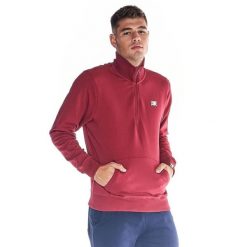 Bluzy męskie zapinane na suwak z wysokim kołnierzem, linia Basic. Czerwone bluzy męskie LEONE 1947 APPAREL, m, bez wzorów, z bawełny, sportowe, bez ramiączek, bez kaptura. Za 147.31 zł.