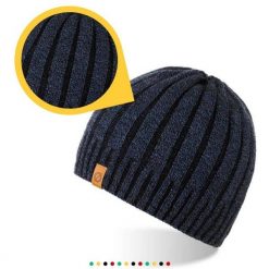 Czapka męska ocieplana Brødrene cz16 granatowa 9934. Czapki męskie na zimę, bez wzorów, z polaru. Za 48.00 zł.
