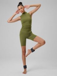 4F Legginsy kolarki do jogi damskie - oliwkowe S. Brązowe legginsy damskie 4F, bez wzorów, z włókna. Za 129.99 zł.