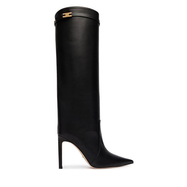 Kozaki Elisabetta Franchi. Czarne kozaki damskie Elisabetta Franchi, bez wzorów, bez obcasa, na szpilce, bez zapięcia. Za 3,659.00 zł.