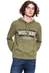MUSTANG BLUZA Bennet H Logo BURNT OLIVE 1008008 6358. Zielone bluzy męskie Mustang, m, bez wzorów, z kapturem. W wyprzedaży za 69.99 zł.