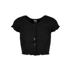 Top Damski / Damski Z Prążkowanymi Guzikami. Czarne topy damskie Urban Classics, m, bez wzorów, prążkowane, sportowe, bez kołnierzyka, bez ramiączek. Za 79.99 zł.