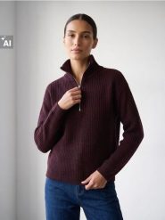 Sweter oversize z golfem i zamkiem - bordowy. Czerwone swetry nierozpinane damskie Sinsay, l, bez wzorów, bez kołnierzyka, bez ramiączek. Za 59.99 zł.