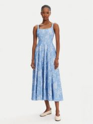STAUD Sukienka letnia Wells R25R2188TJ Niebieski Regular Fit. Niebieskie sukienki damskie STAUD, na lato, bez wzorów, z wiskozy, bez kołnierzyka, bez ramiączek. Za 1,189.00 zł.