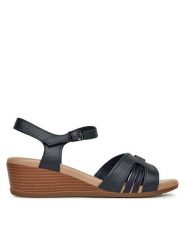 Lasocki Sandały WB-ELIA-02 Granatowy. Niebieskie sandały damskie Lasocki, bez wzorów, ze skóry, bez obcasa, na koturnie, bez zapięcia. Za 111.99 zł.