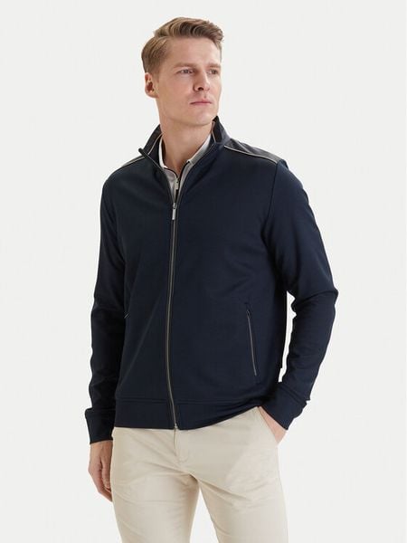 Bugatti Bluza 8750-15123E Granatowy Regular Fit. Niebieskie bluzy męskie Bugatti, l, bez wzorów, z bawełny, bez ramiączek, bez kaptura. Za 451.99 zł.
