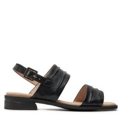 Sandały Caprice. Czarne sandały damskie Caprice, bez wzorów, bez obcasa, na płaskiej podeszwie, bez zapięcia. Za 339.99 zł.