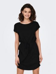 ONLY Sukienka codzienna 15153021 Czarny Regular Fit. Czarne sukienki damskie ONLY, na co dzień, xs, bez wzorów, z bawełny, bez kołnierzyka, bez ramiączek, proste. Za 49.99 zł.