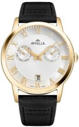 Zegarek męski Appella L70007.1233QF czarny. Czarne zegarki męskie Appella, bez wzorów. Za 1,580.00 zł.