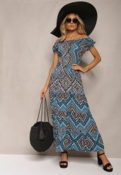 Ciemnozielona Sukienka Hiszpanka Boho z Bawełny z Gumką w Talii Lovedia. Zielone sukienki damskie Renee, l, bez wzorów, z bawełny, boho, bez kołnierzyka, bez ramiączek. Za 44.99 zł.