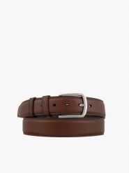 Ciemnobrązowy pasek ze skóry licowej. Brązowe paski męskie Brawo sp. z o.o., ze skóry, eleganckie. Za 129.99 zł.