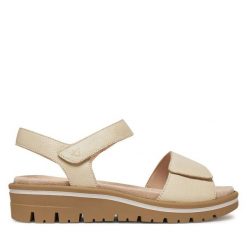 Sandały Caprice. Białe sandały damskie Caprice, bez wzorów, bez obcasa, na koturnie, bez zapięcia. Za 239.99 zł.