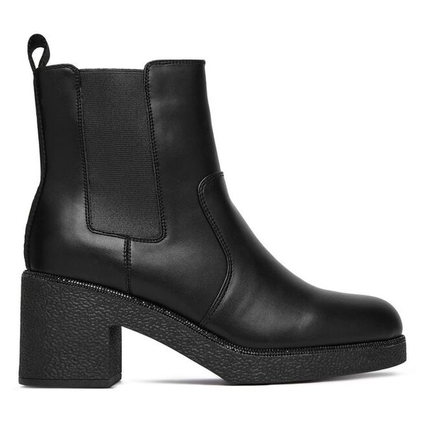 Botki DKNY. Czarne botki damskie DKNY, bez wzorów, bez obcasa, na słupku, bez zapięcia. Za 499.99 zł.