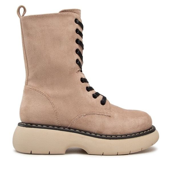 Trzewiki DeeZee. Brązowe botki damskie DeeZee, bez wzorów, bez obcasa, na płaskiej podeszwie, bez zapięcia. Za 129.99 zł.