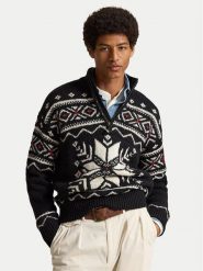 Polo Ralph Lauren Sweter 710B36075001 Czarny Regular Fit. Czarne swetry męskie Polo Ralph Lauren, l, bez wzorów, z wełny, bez kołnierzyka, bez ramiączek. Za 2,293.99 zł.